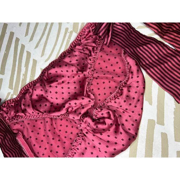 VICTORIA'S SECRET M SMOOTH SILK STRIPE SIDE BOW VINTAGE RARE BIKINI PANTIES - Picture 3 of 6